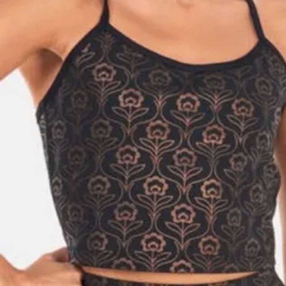 Beyond Yoga Black and Brown Floral Tank